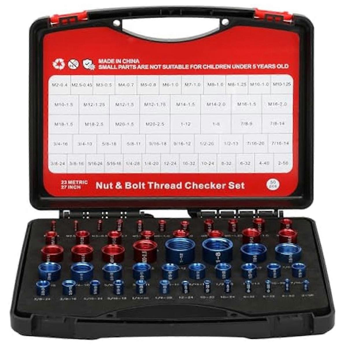 50Pcs Thread Checkers,Nut and Bolt Thread Checkers,for Nut Bolt Size Finder and Identifier in Narrow