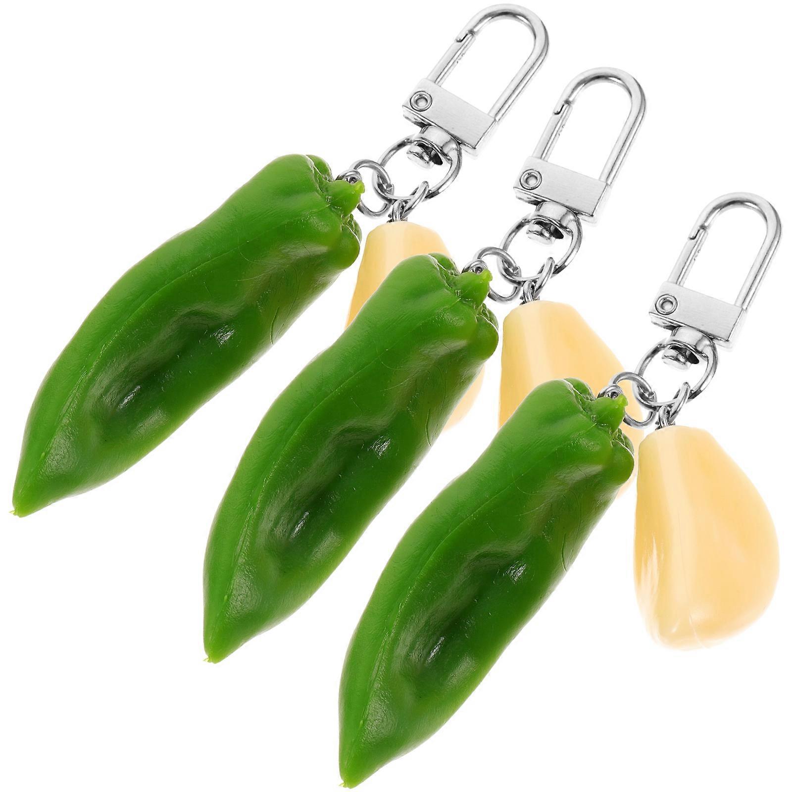 Backpack Keychains Simulated Pepper Garlic Slice for Decoration 9Pcs