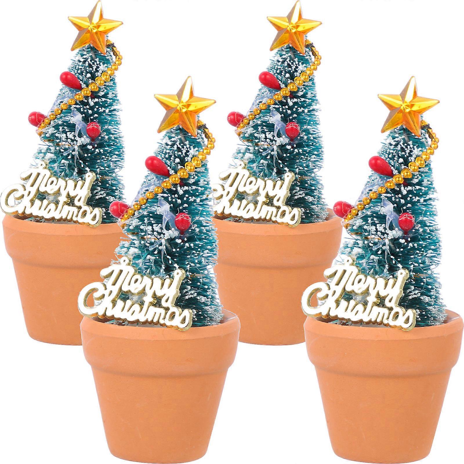 Christmas Artificial Tree Decor for Desktop Use 16Pcs Pack