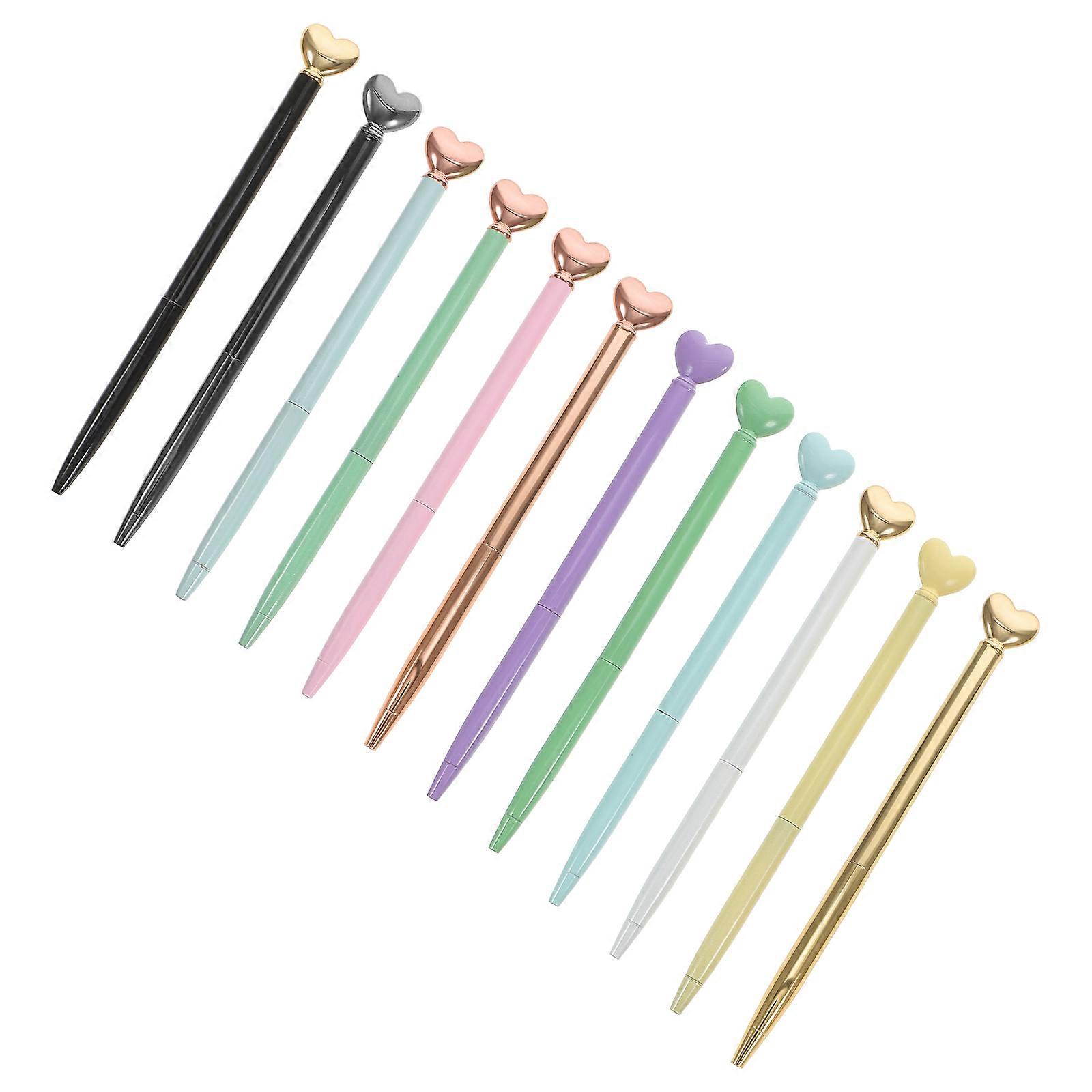 Multi-Function Writing Pens 12Pcs Heart-Shape Ballpoint Pens For School Accessory Assorted Color Everyday Use