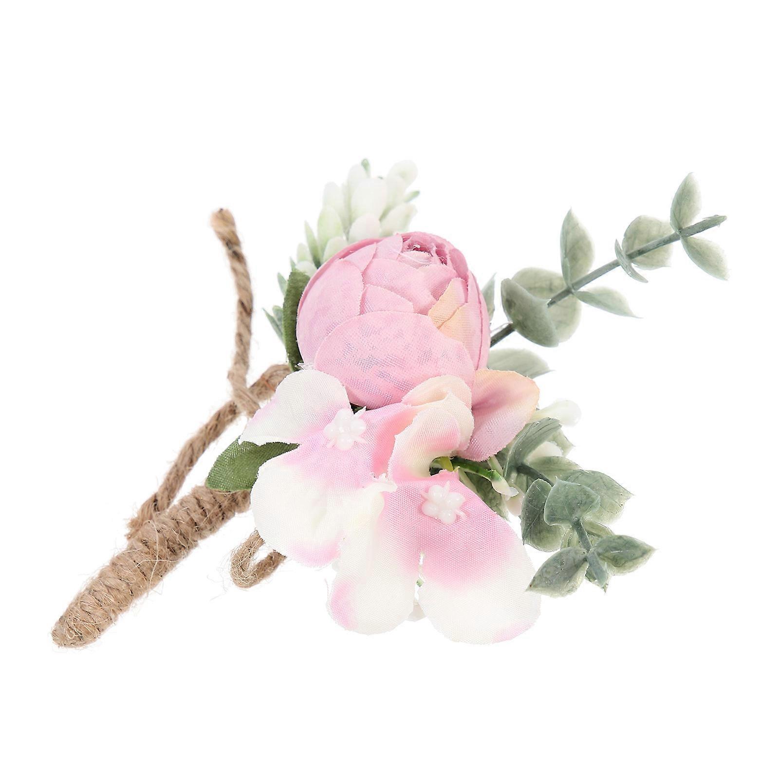 Artificial Flower Corsage Delicate Simulation Flower Brooch for Wedding 5Pcs