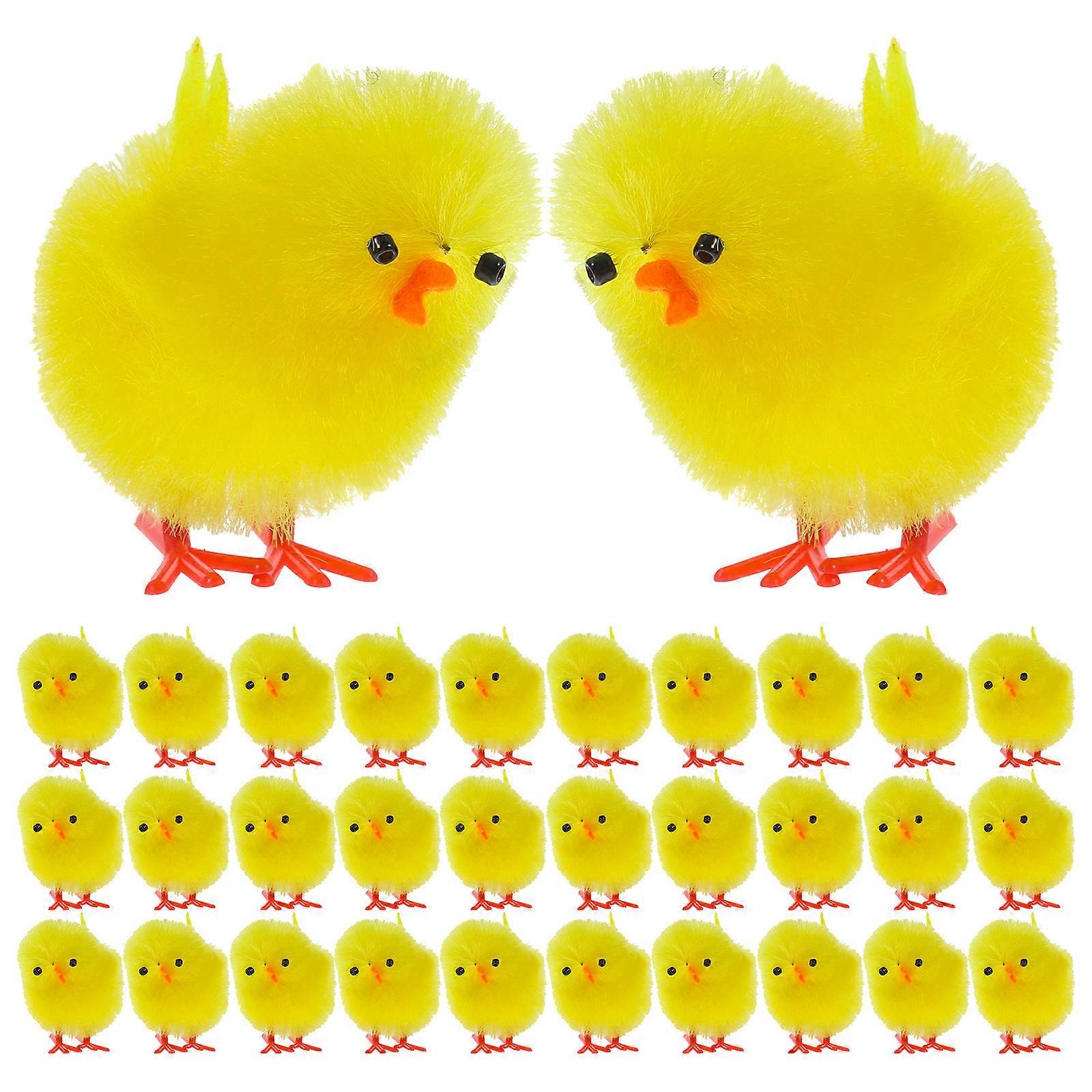 Miniature Chicken Plush Chick Ornaments for Decoration 144Pcs Set