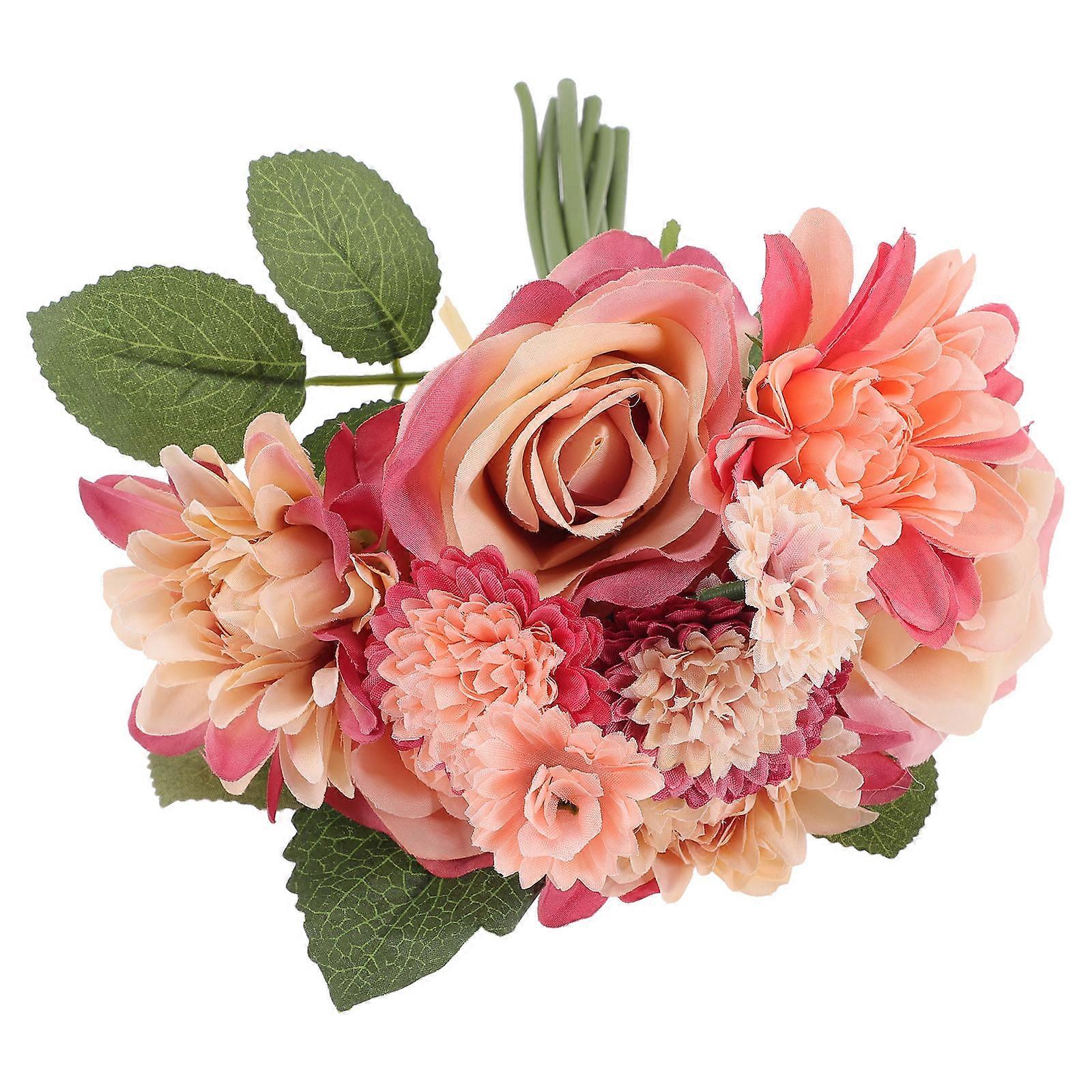 Dining Table Centerpiece Red Plastic Roses Artificial Flowers for Versatile Decoration