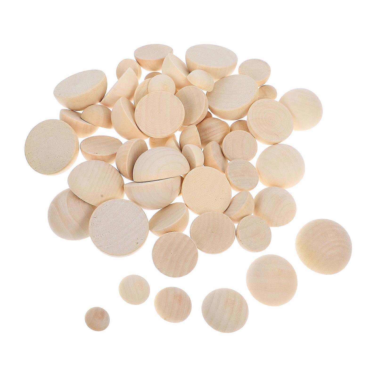 Beige Unfinished Wooden Balls 60Pcs Ideal for Craft Accessories and Diy Handicrafts with Smooth Surface Finish