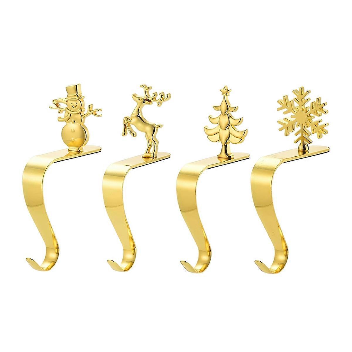Christmas Stocking Holder, Mantel Hook Golden Color Snowflake Tree