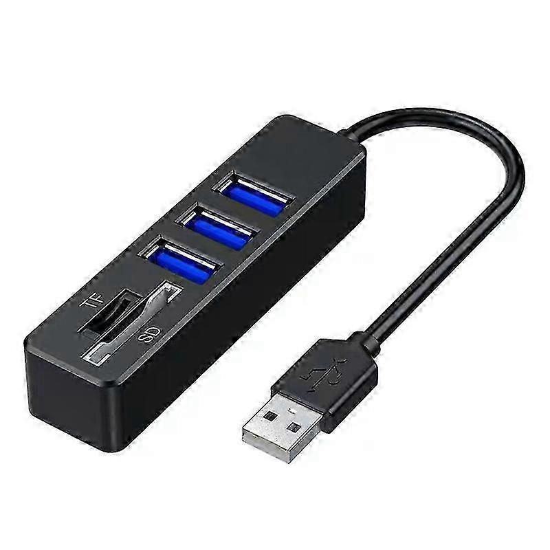 USB Hub, 5-in-1 Portable USB 2.0 Hub Splitter with SD/TF Card Reader, Driver-free, High-speed Transmission, Wide Compatibility