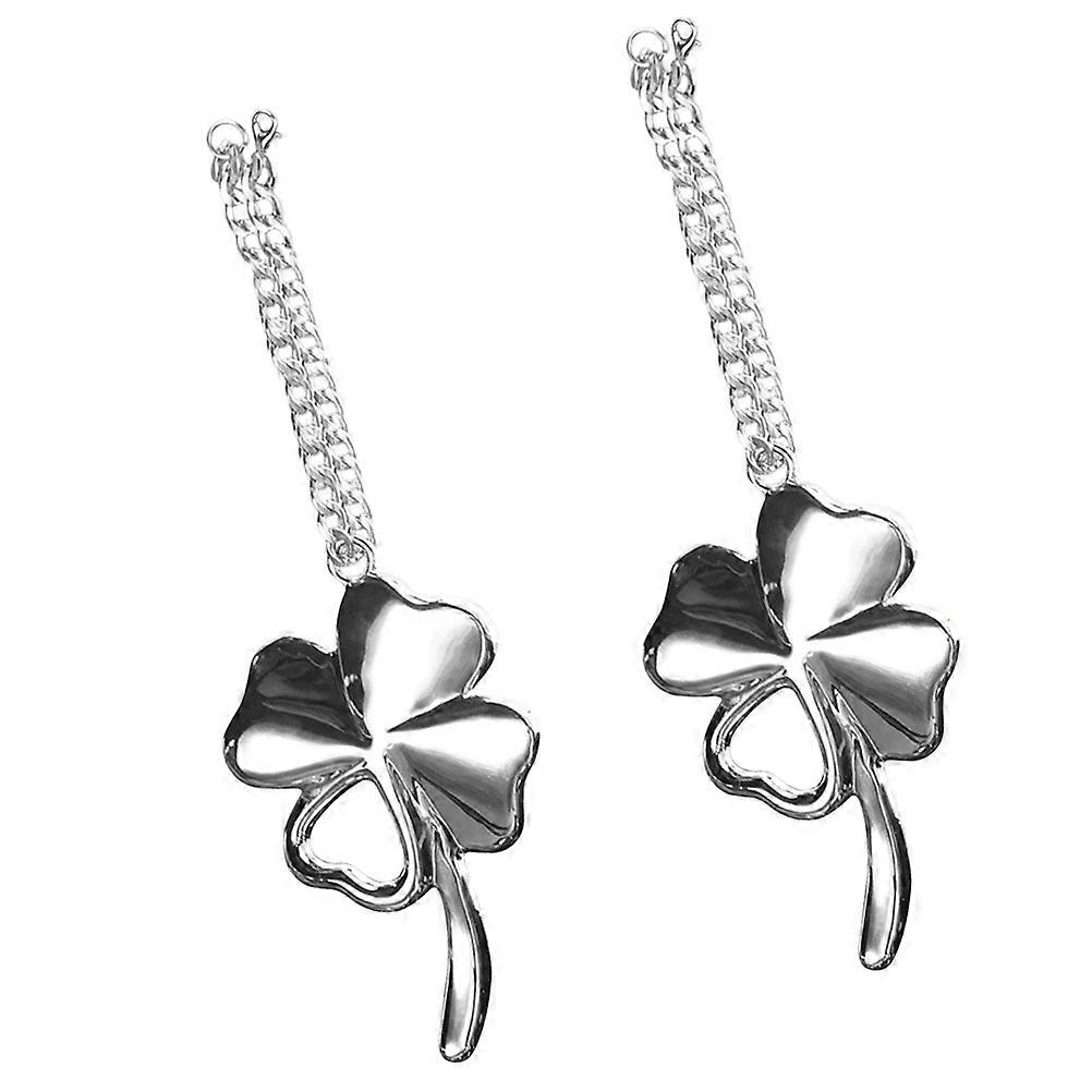 Car Hanging Pendent Silver Four Leaf Clover Ornament 6Pcs