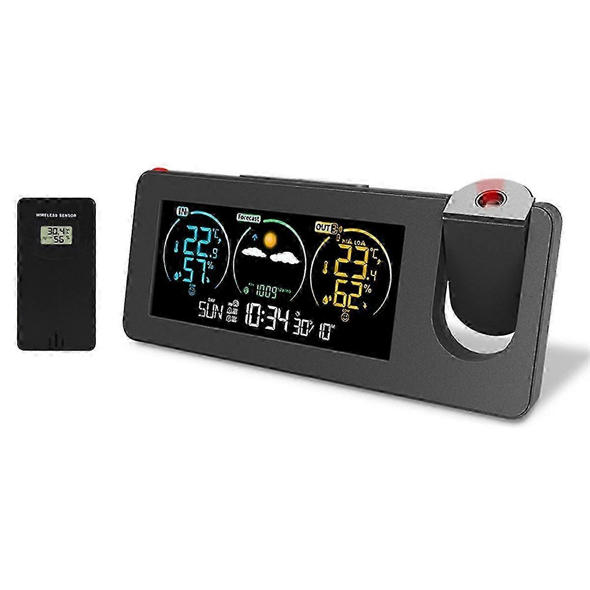 Electronic Projection Weather Station Thermometer Outdoor/Indoor Weather Forecast Temperature and H Edition 1022