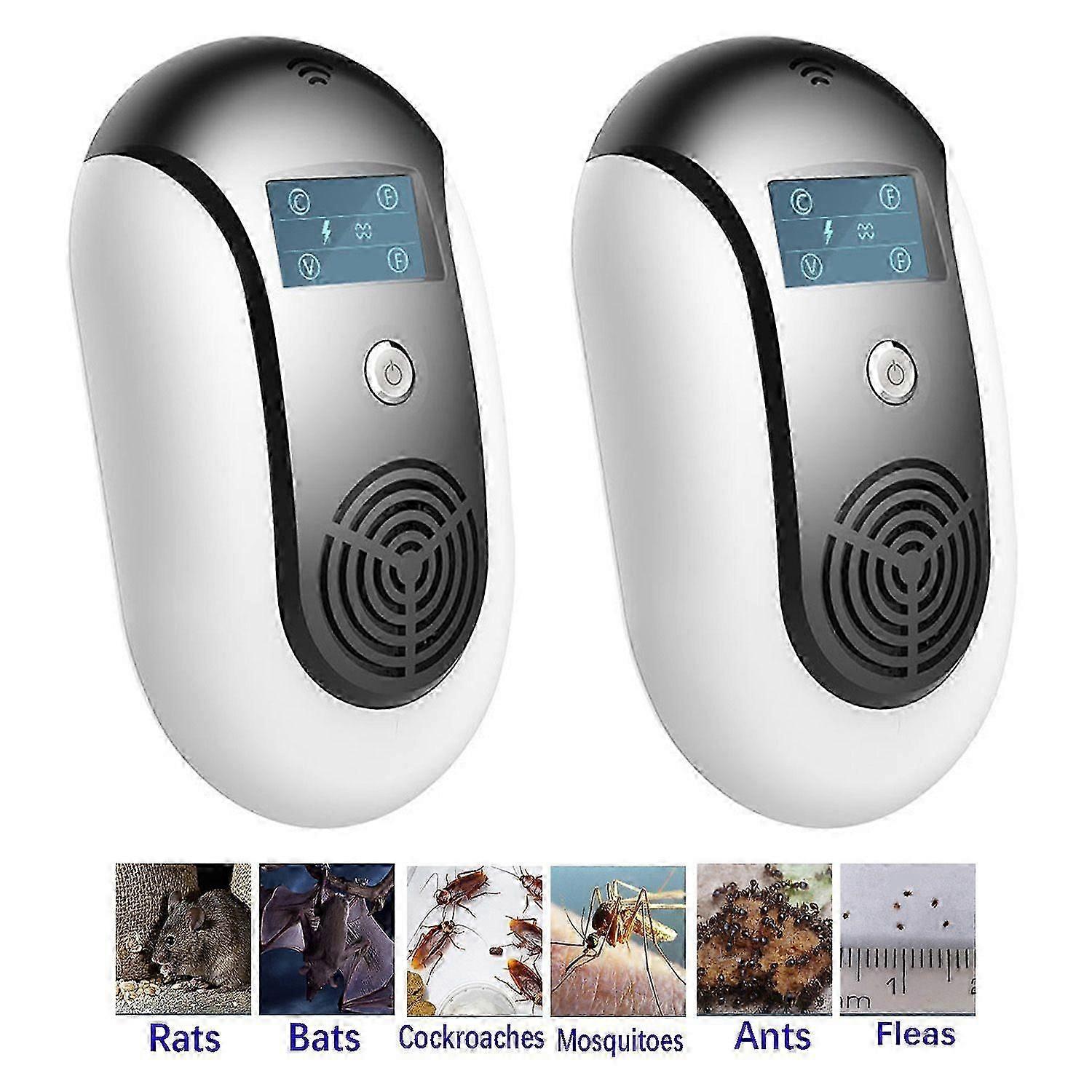 Ultrasonic Mosquito Repeller, Electronic Mouse Repeller, Ant Repeller, Flies Repeller, Spider Repeller, Cockroach Repeller,Black,2pcs