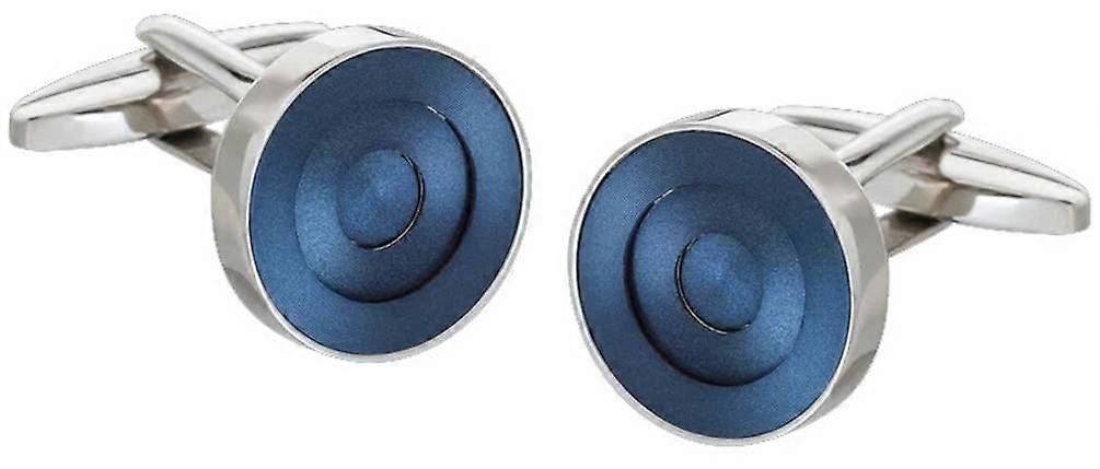 David Van Hagen Concentric Ring Cufflinks - Blue/Silver
