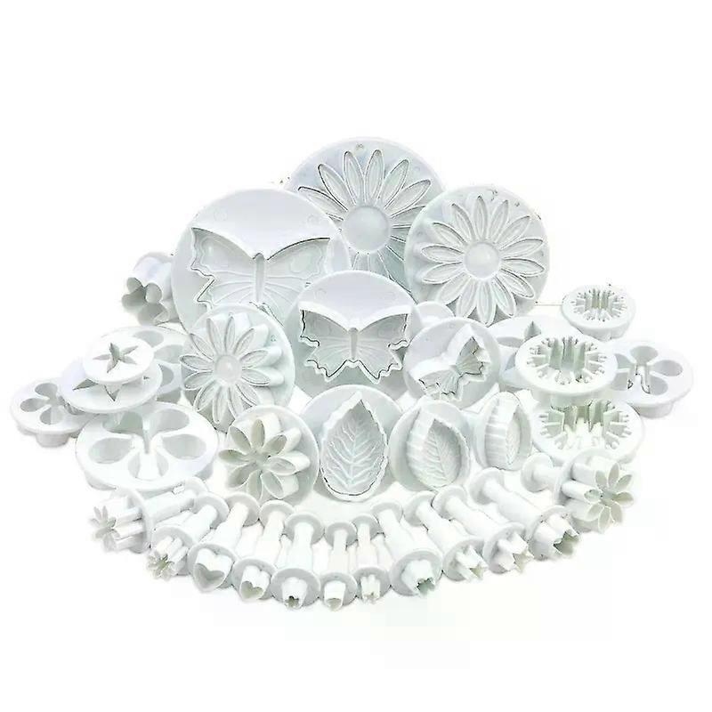 33pcs Plunger Plastic Fondant Cutter Diy Cookie Biscuit Mold Cake Baking Tools