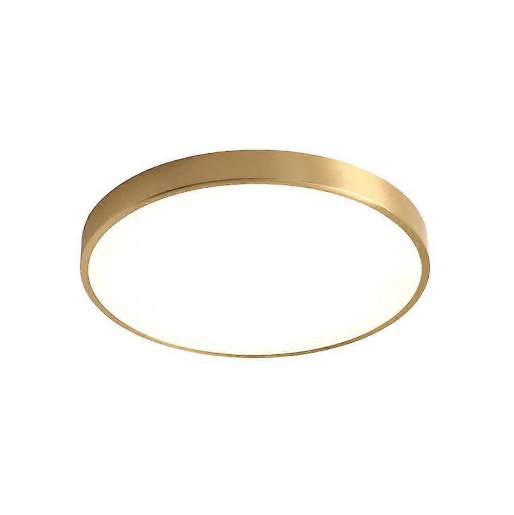 LED Dimmable Ceiling Light Circular Golden Brushed Brass Flush Mount Ceiling Lamp With Remote TriColor