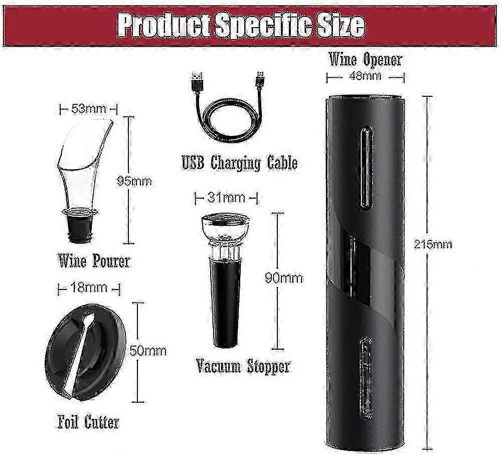 Electric Set, 5-in-1 Electronic Wine Opener, Rechargeable Automatic Wine Bottle