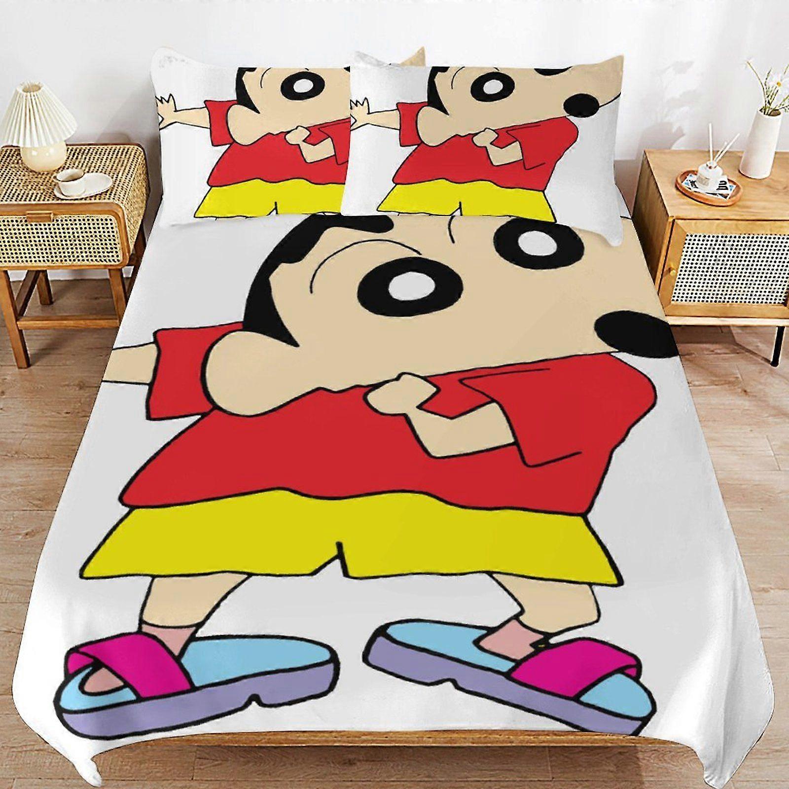 T203 Creyon Shin-chan Classic Feel Thread Line Comfort Touch Secure Zip Practical Layer Duvet Cover Sets Habit V203