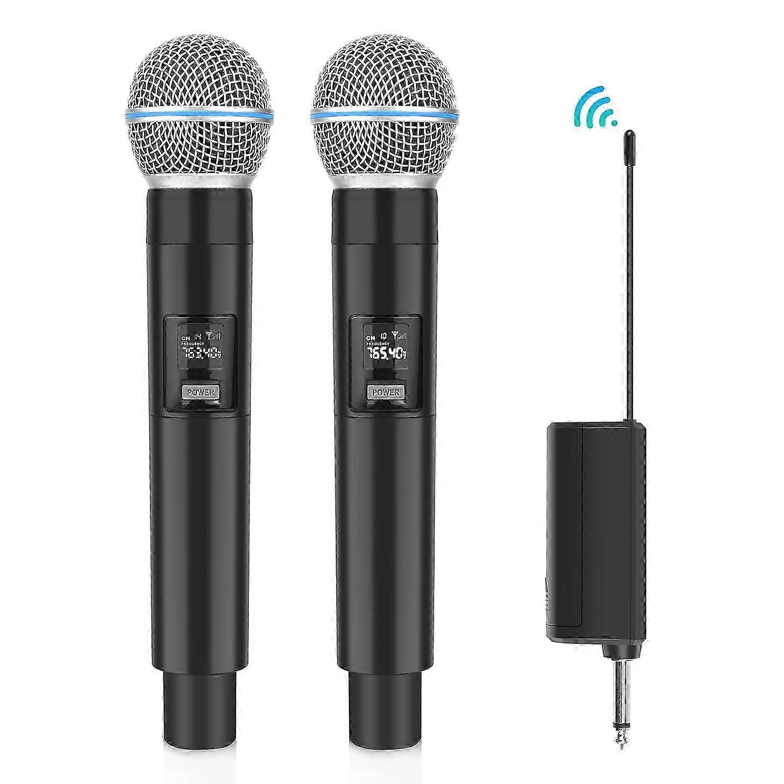 PULUZ 1 To 2 Wireless Microphones with LED Display, 6.35mm Transmitter (Black)