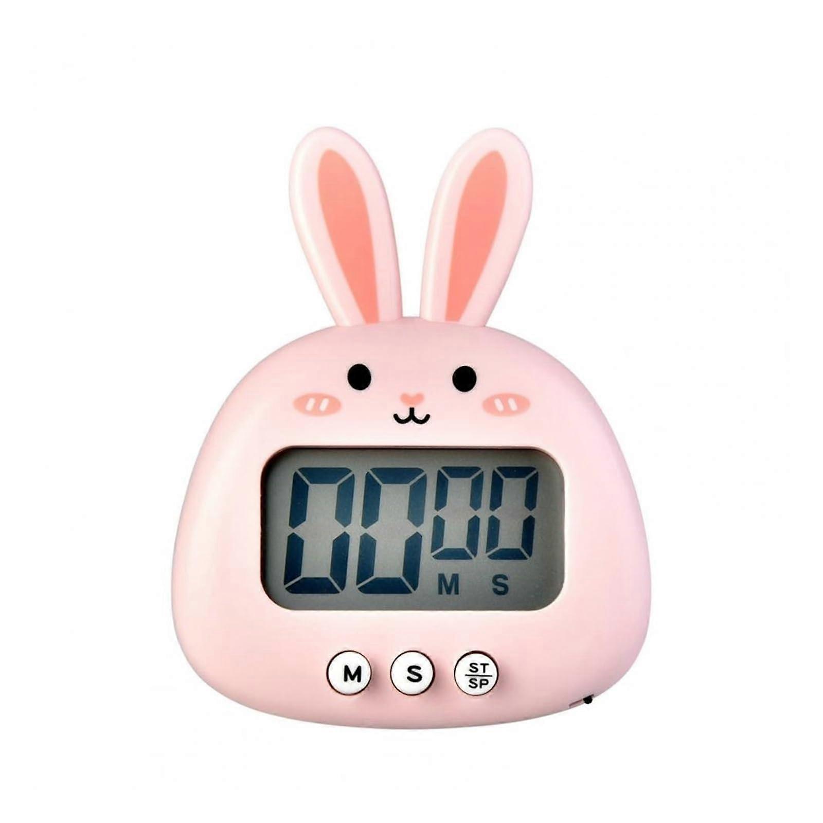 Kitchen Timer Alarm Timer Large Screen Precise Timing Cartoon Rabbit Pink Manual Reminder Clock Home Time Management
