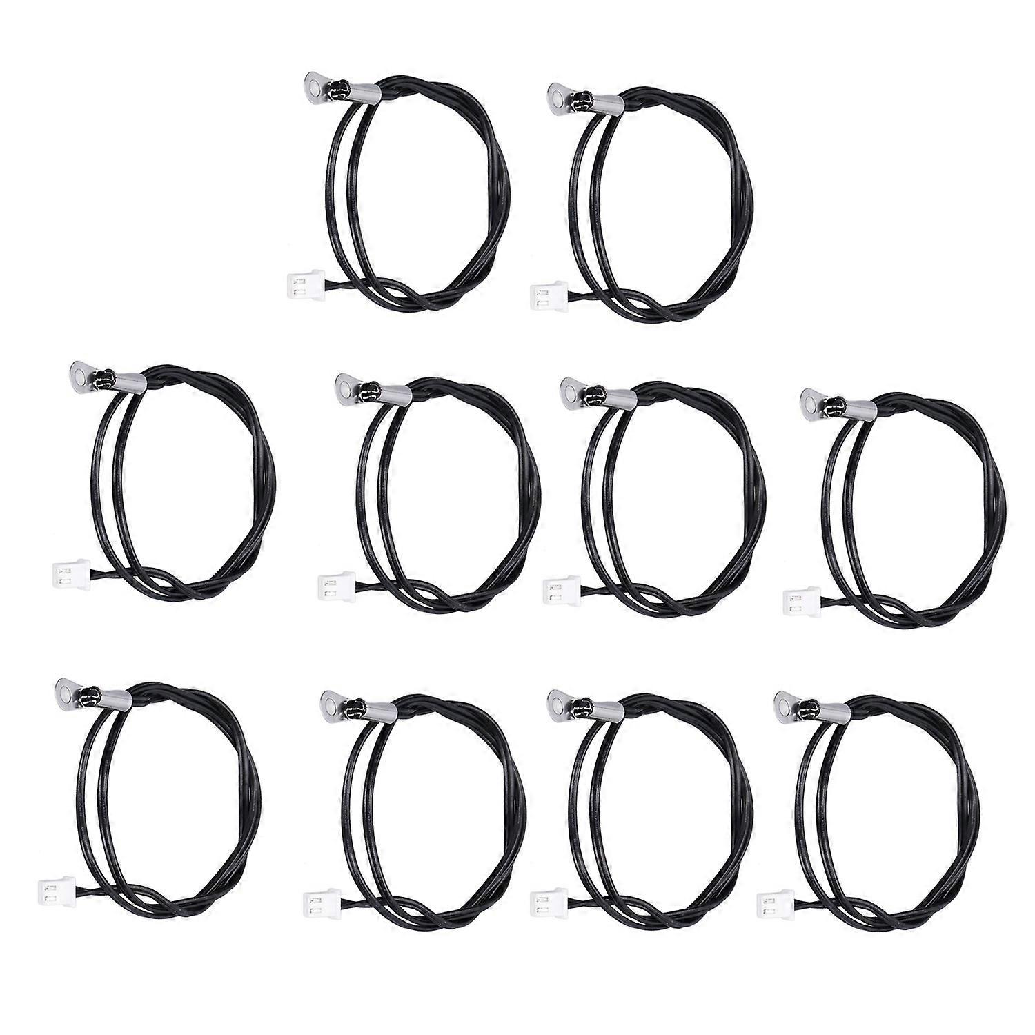 10Pcs NTC Thermistor Temperature Sensor Probe Round Lug Cold Pressed Terminal Connector 500mm10K B34