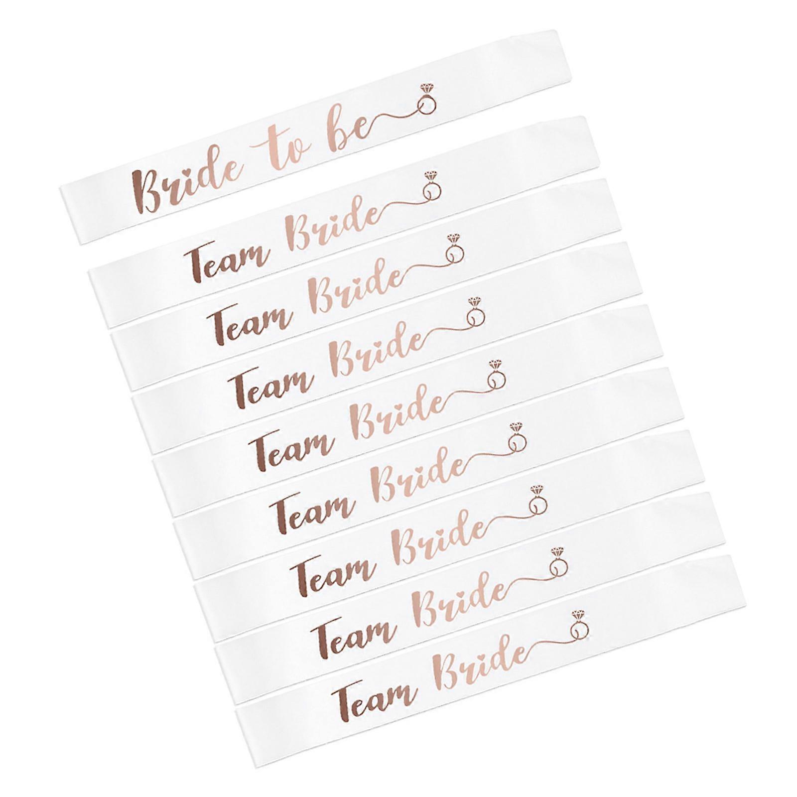 Set of 9 Shimmering Bridesmaid Sash Satined Ribbon Strap for Bachelorette Event and Bridal Team Dressingup Accessories Multicolor