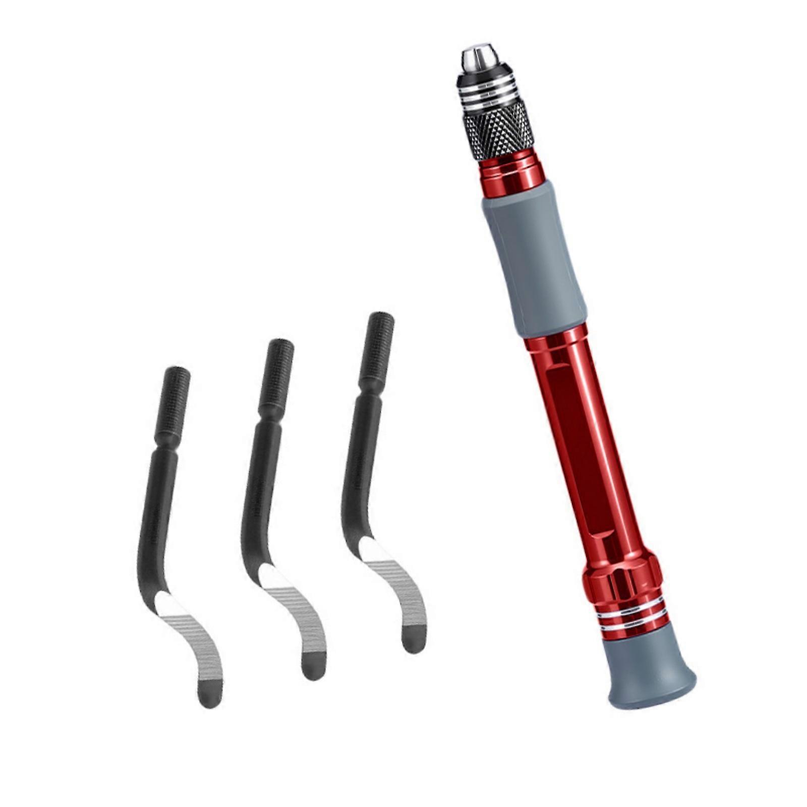 Professional Deburr Blade Deburring Tool Lightweight Aluminum Handle for Crafting and Metalworking  Red