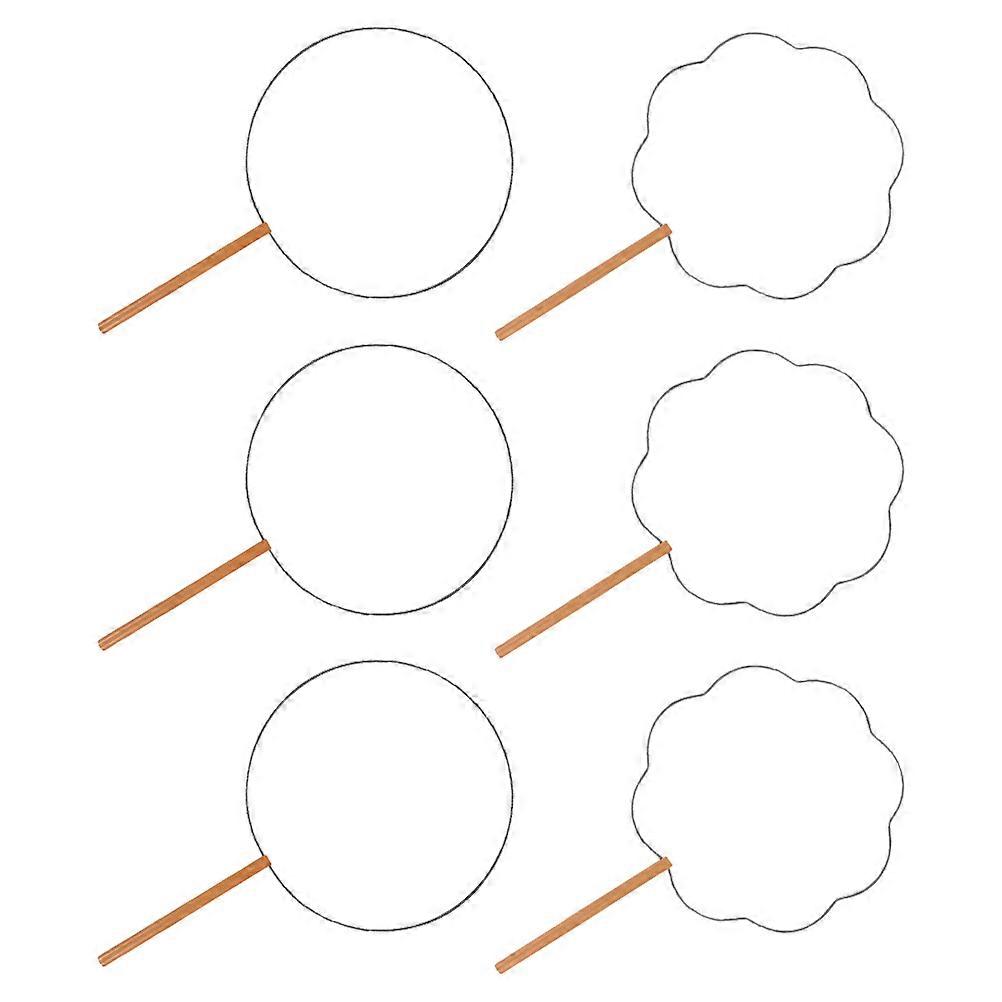 Handheld Fan Hoop Chinese Fan Frames for Creative DIY 6Pcs Set