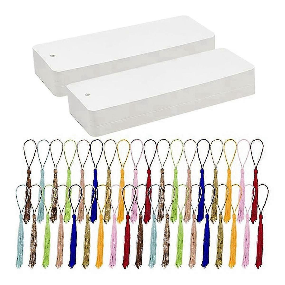 Set Of 100 Blank Bookmarks With Colorful Tassels Crafting Material Pack Handmade Paper Bookmarks Fo