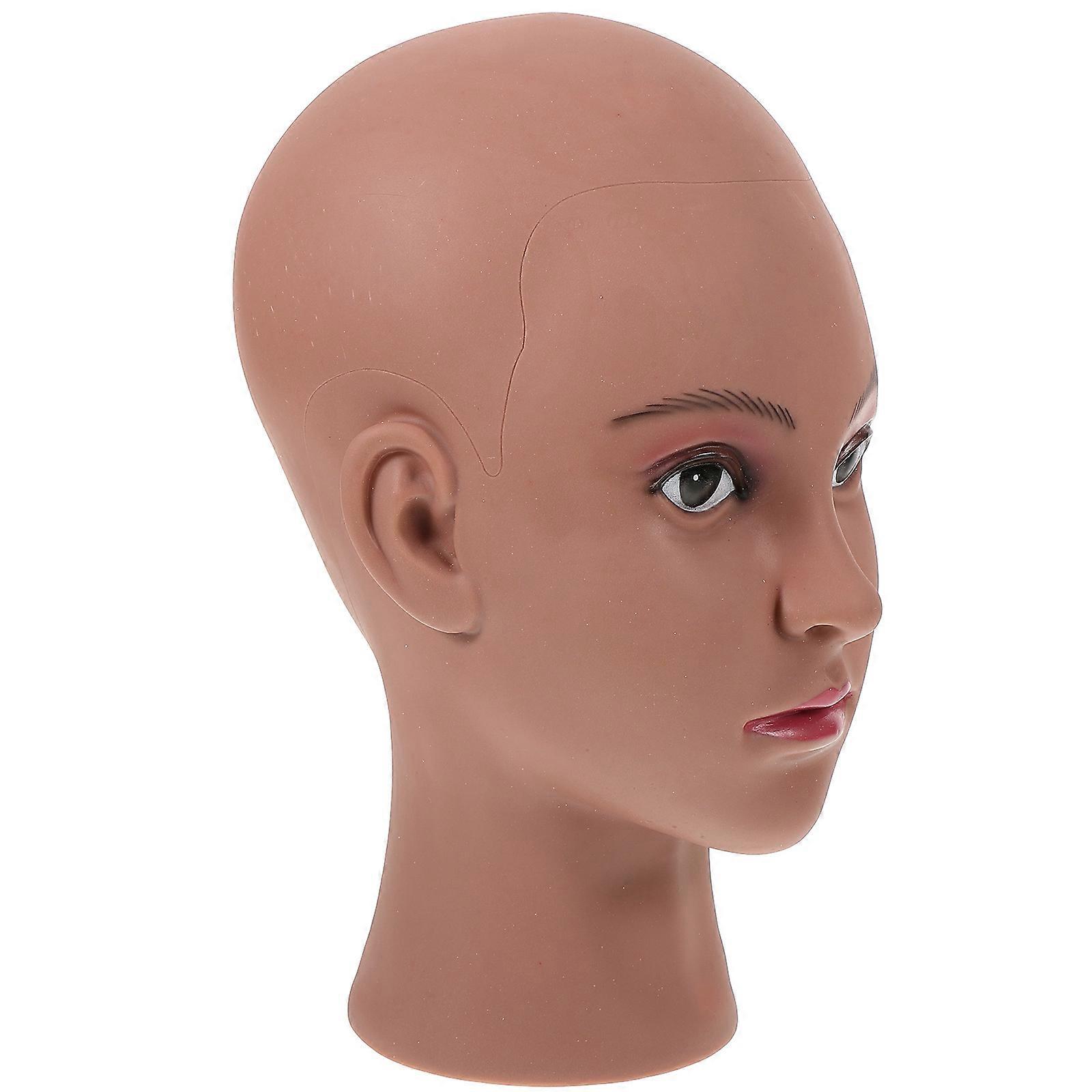 Wig Head Stand for Storage Coffee Color PVC Mannequin Display