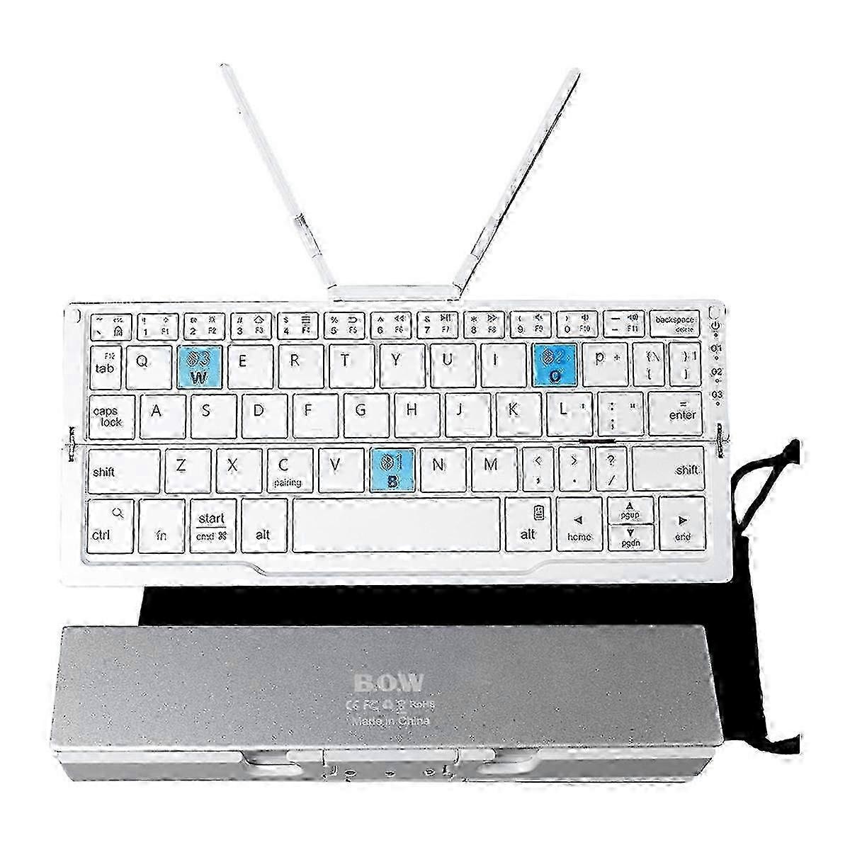 Mini Foldable Bluetooth Keyboard with Phone Stand,Aluminum Alloy Folding Bluetooth Keyboard for Tab js