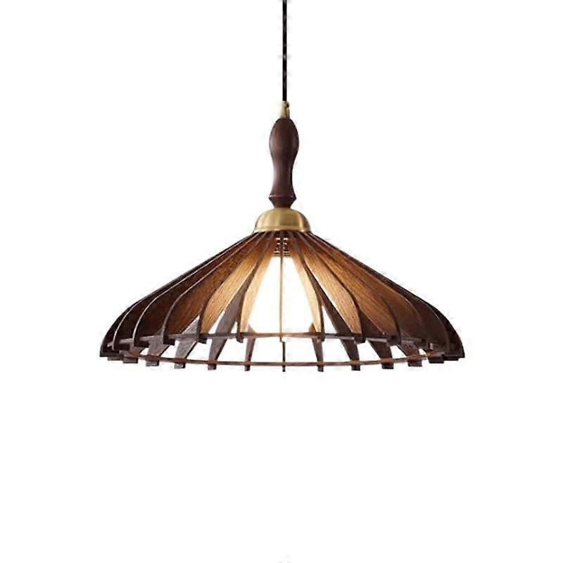 Single Head Walnut Wooden Pendant Light with E26/E27 Base for Kitchen Island, Fully Dimmable