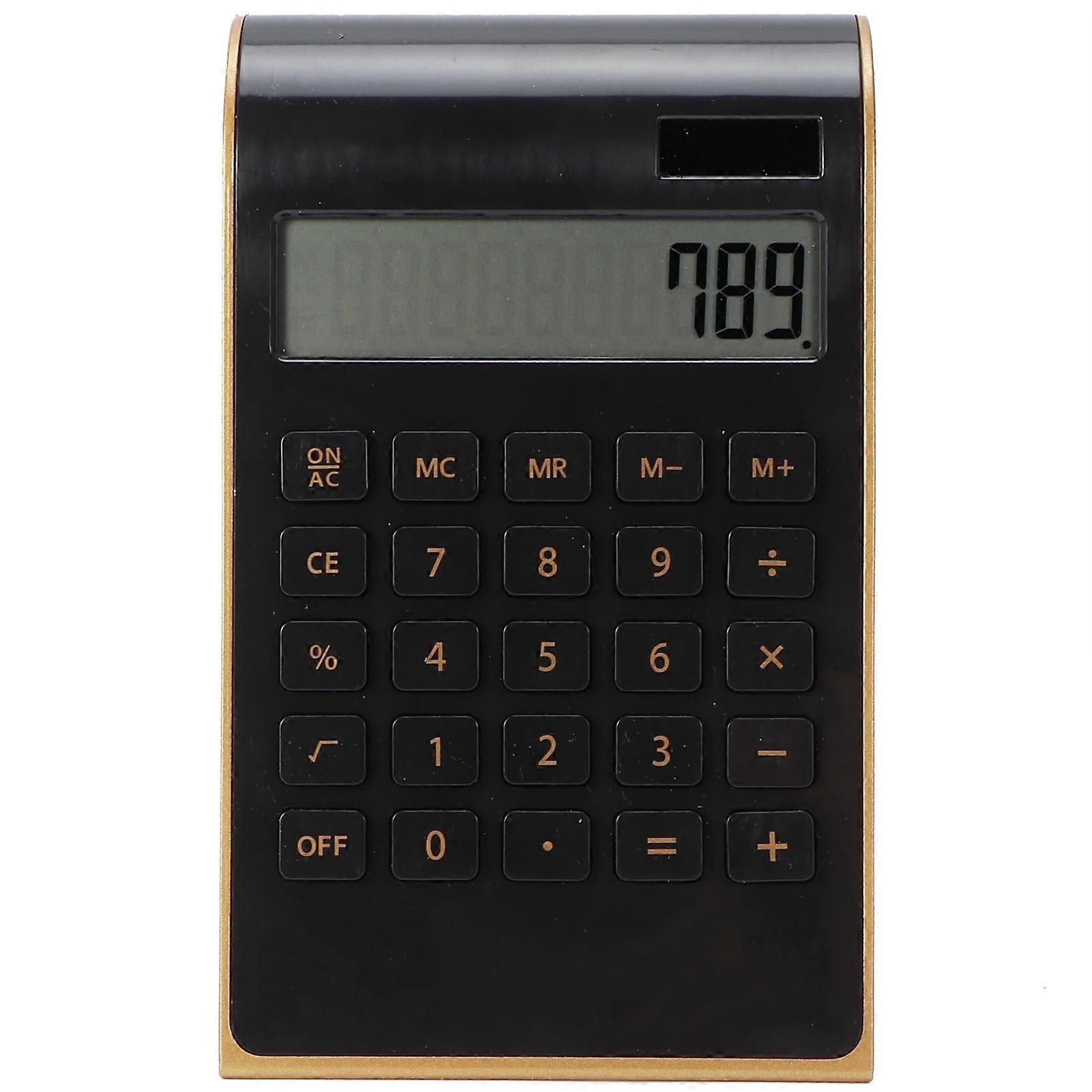 Solar Calculator, Portable 10 Digits LCD Display Calculator Ultra Thin Solar Power Calculator for Home Office Business School Campus(Black)