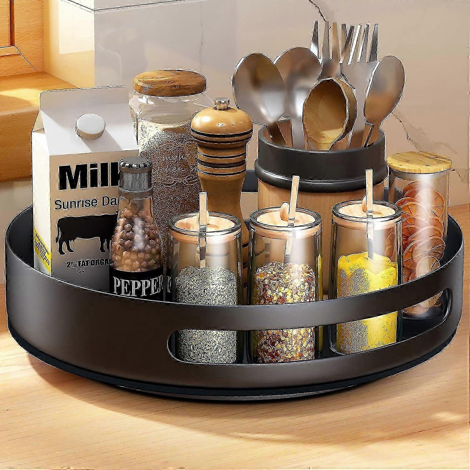 Spice Rack for Kitchen Cabinets and Counters with Rotating Design