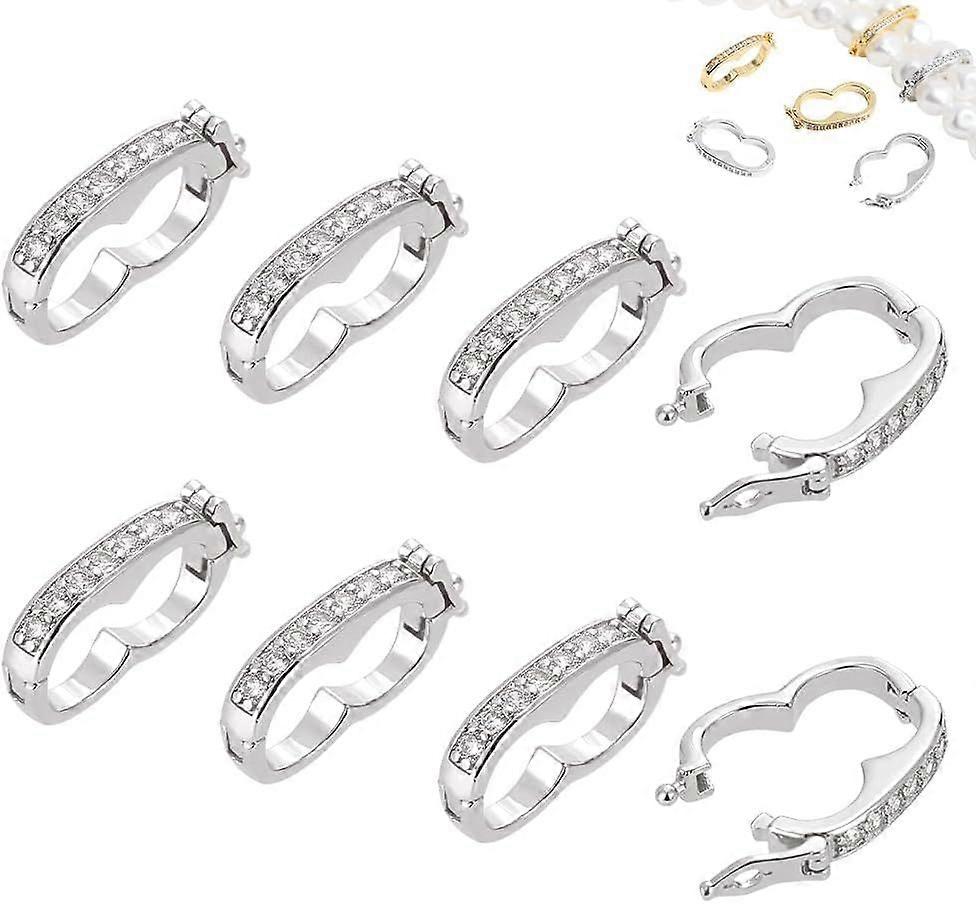 8Pcs Brass Necklace Shortener Clasp Cubic Zirconia Shortener Enhancer Clasp Peanut Pearl Click Clasp Connector with Secure Lock Stand Shortener Openab