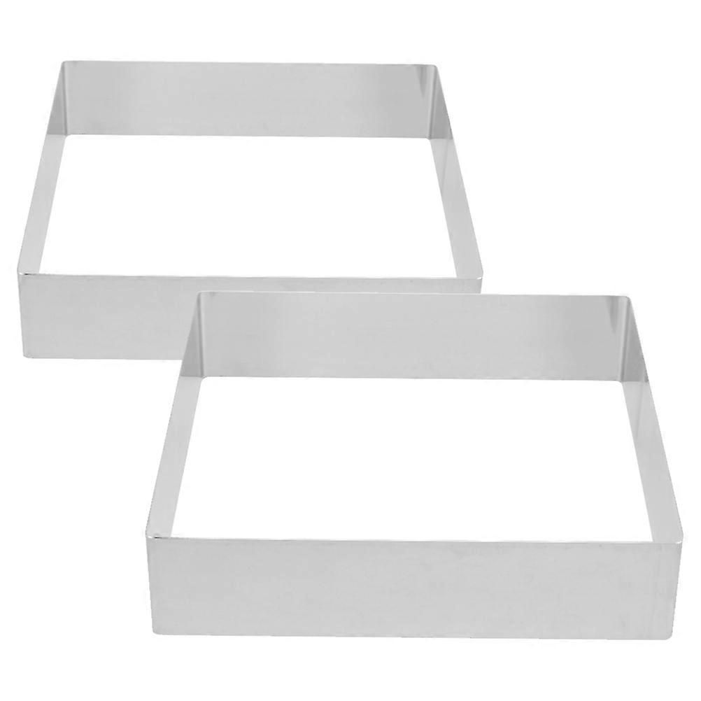 Square Mousse Cake Mold Ring for Baking Stainless Steel Dessert Tool with Precise Dimensions 2 pcs