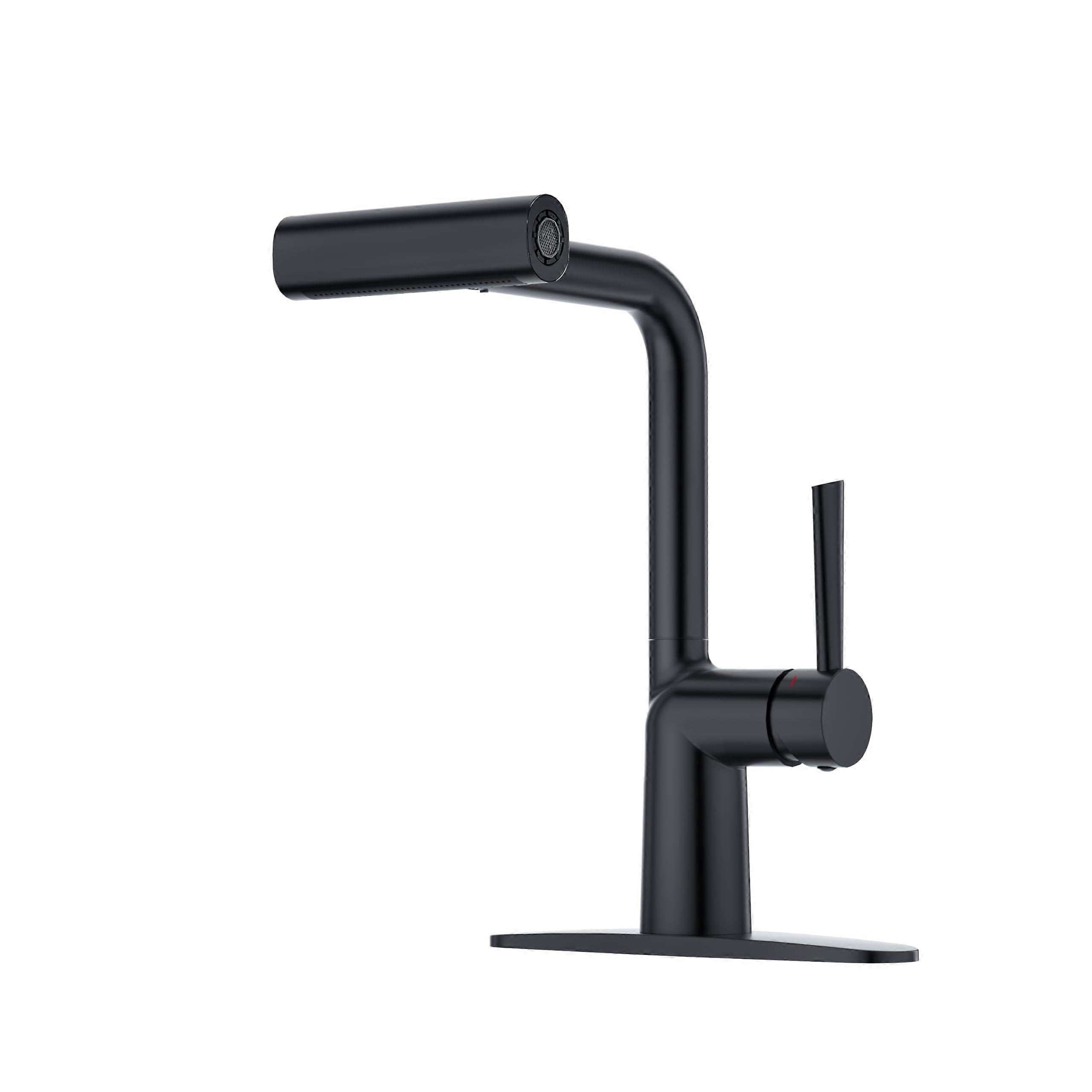 Matte Black Pull Down Kitchen Faucet with 4Mode Sprayer, Single Handle Stainless Steel 360° Spout