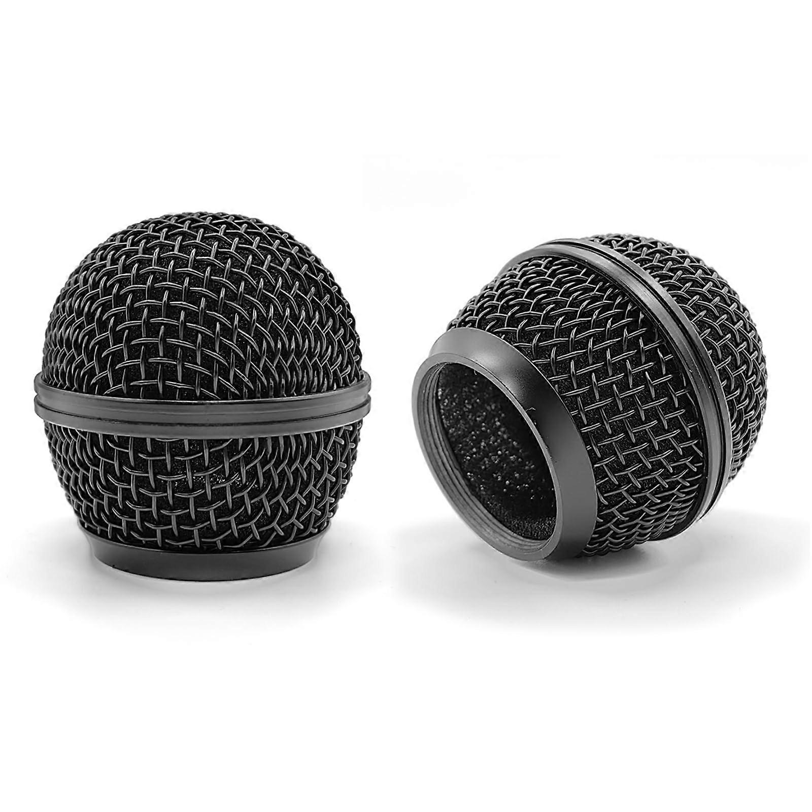 Microphone Grille Replacement Black 2Pack for Shure SM58, Compatible with BETA 58A, Durable Metal Mesh