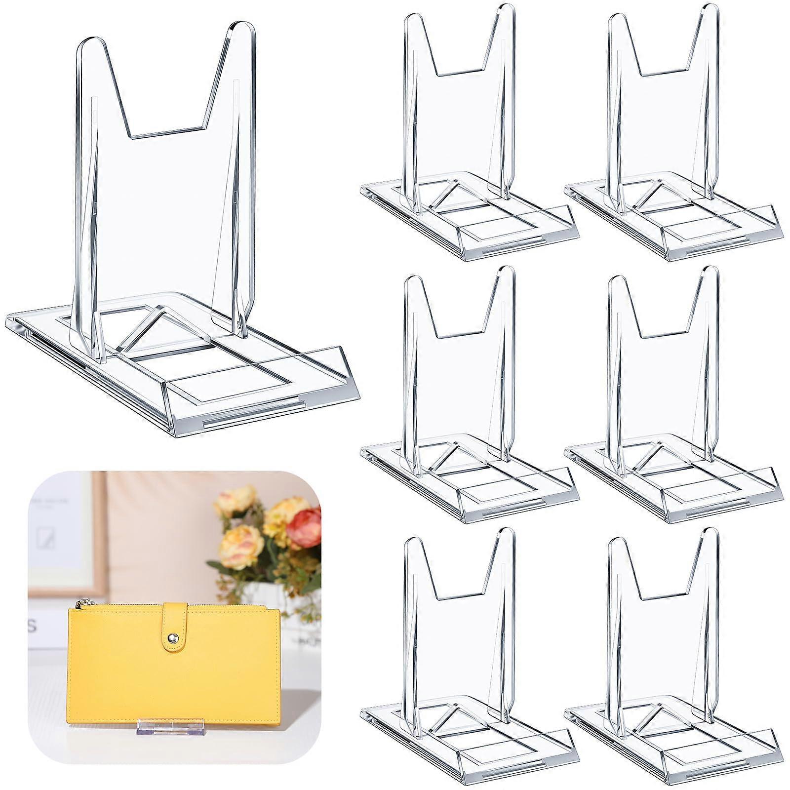 Set of 6 Adjustable Acrylic Purse Display Stands Clear Handbag Holders for Wallets and Clutches