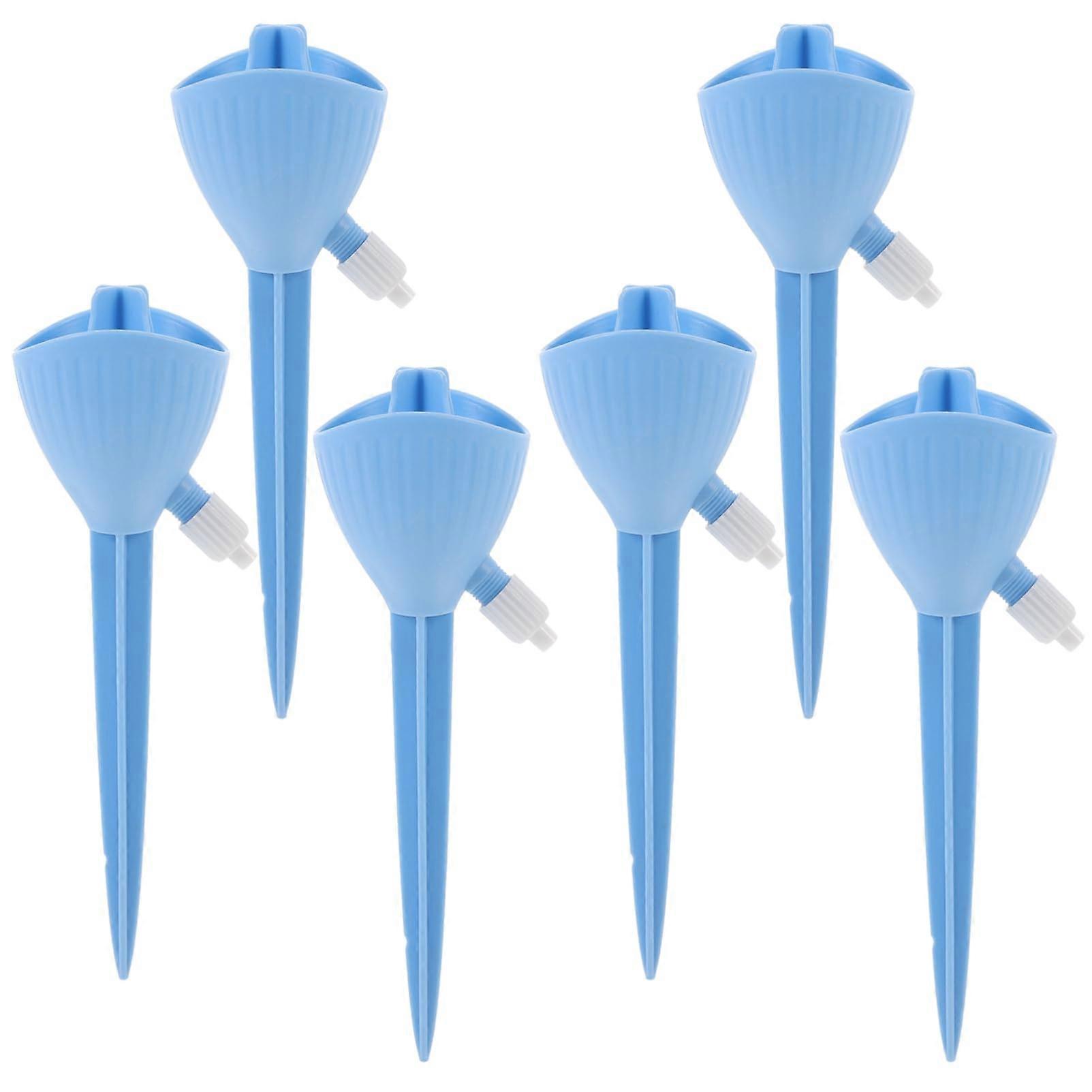 6Pcs Self Watering Spikes for Potted Plants Automatic Drip Irrigation with Adjustable Flow Creamy Blue