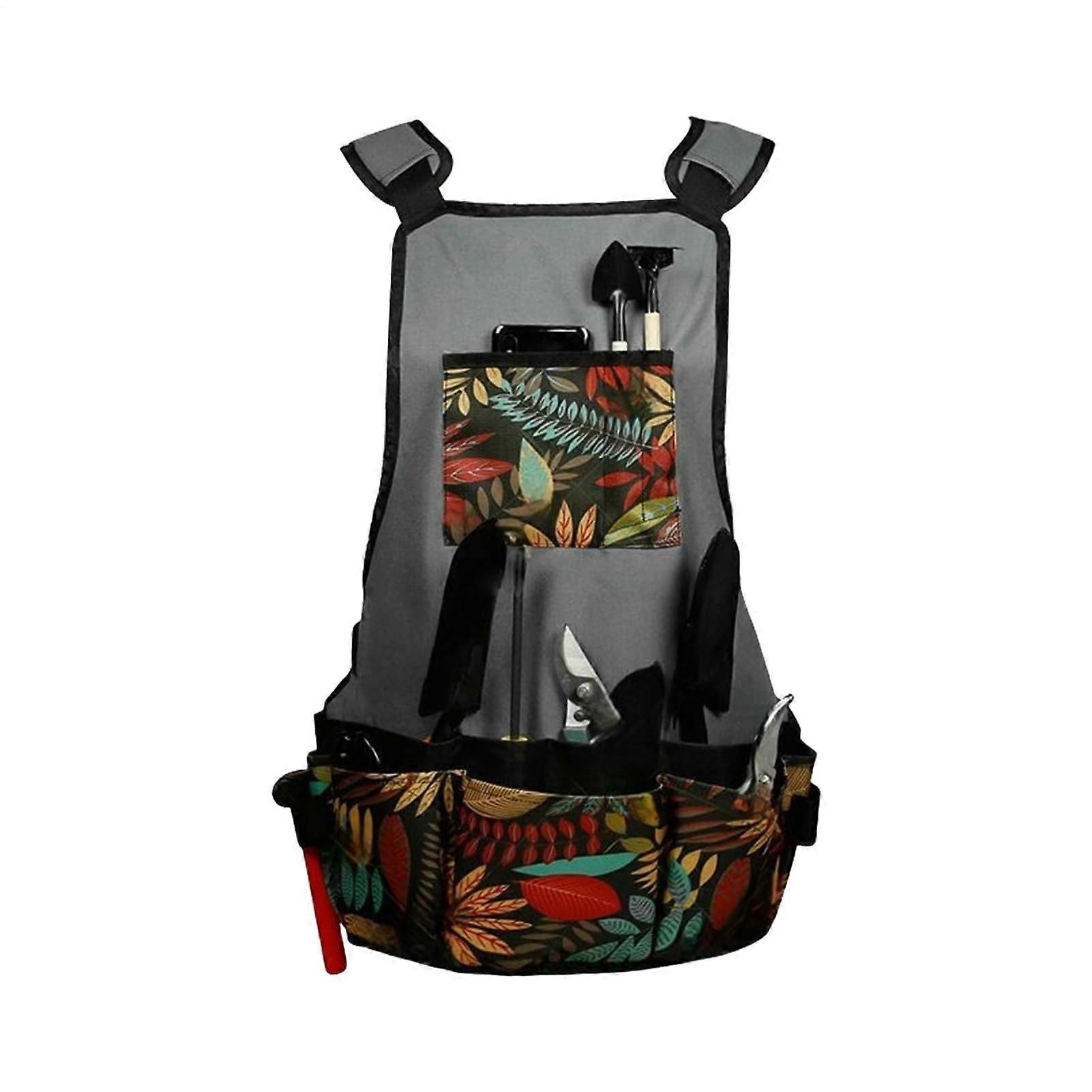 Waterproof Gardening Apron with Multiple Tool Pockets, Adjustable Heavy Duty Oxford Work Apron