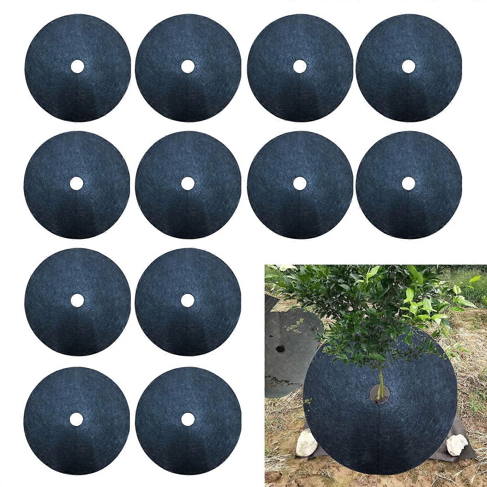 12PCS Nonwoven Tree Mulch Ring Weed Barrier Mat for Weed Control and Tree Trunk Protection