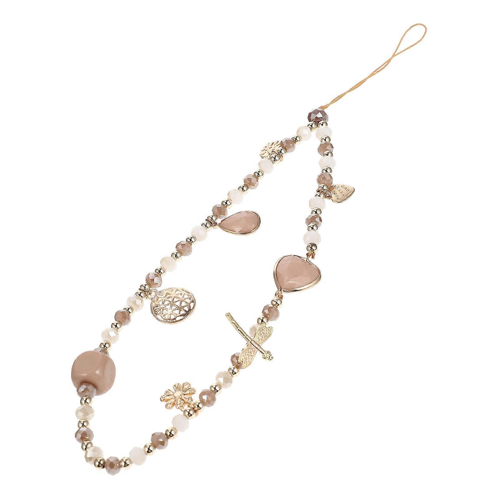 Phone Chain DIY Beaded Phone Lanyard for Decor Beige Accessory