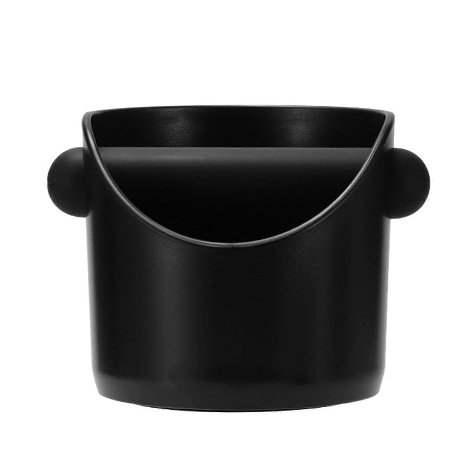 Small Coffee Knock Box for Espresso Grounds, Compact Metal Countertop Bin, Black Modern Design