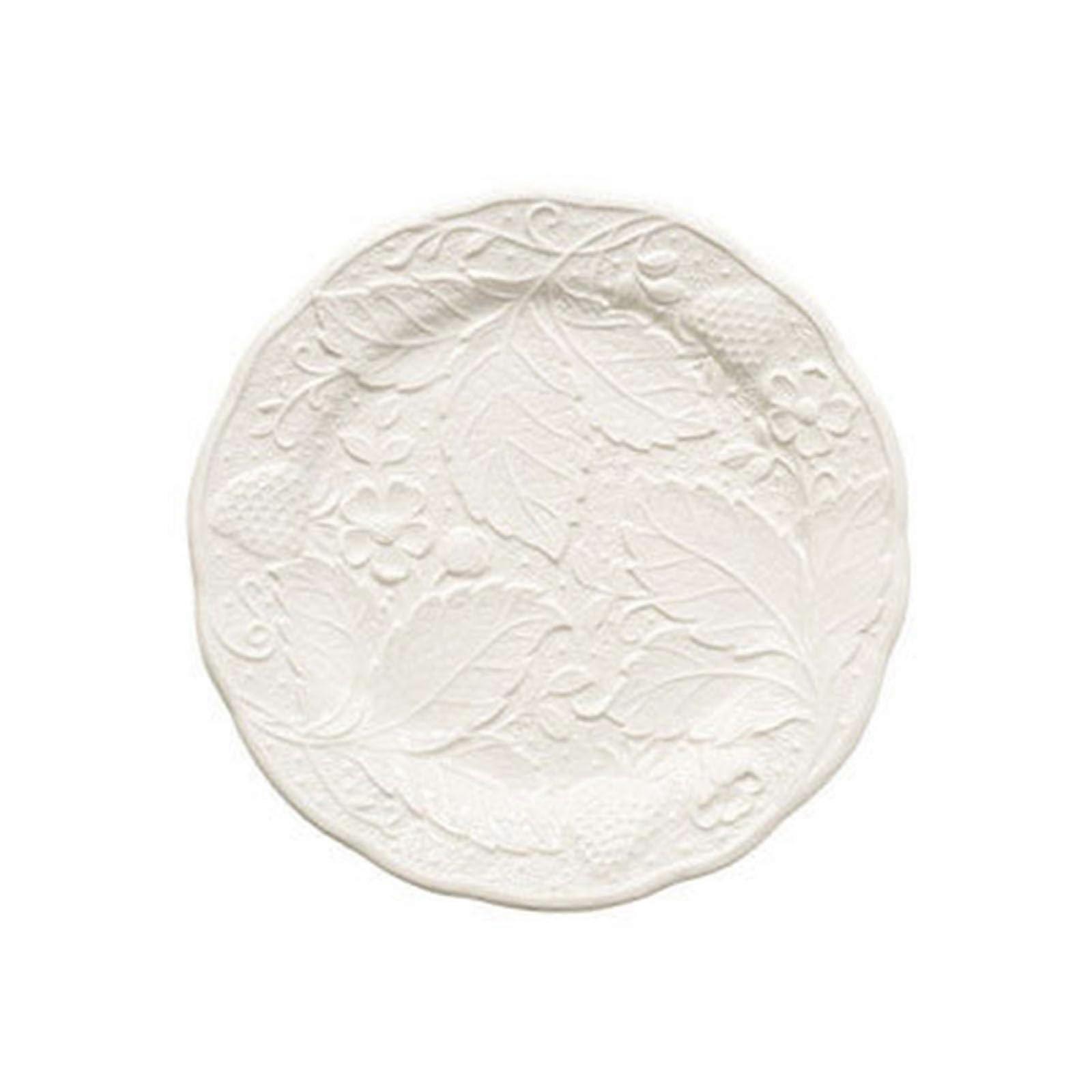 Ceramic Dinner Plate with Embossed Fruit Pattern, Modern Serving Plate for Dessert Pasta, Microwave Dishwasher Safe, 24.7cm White
