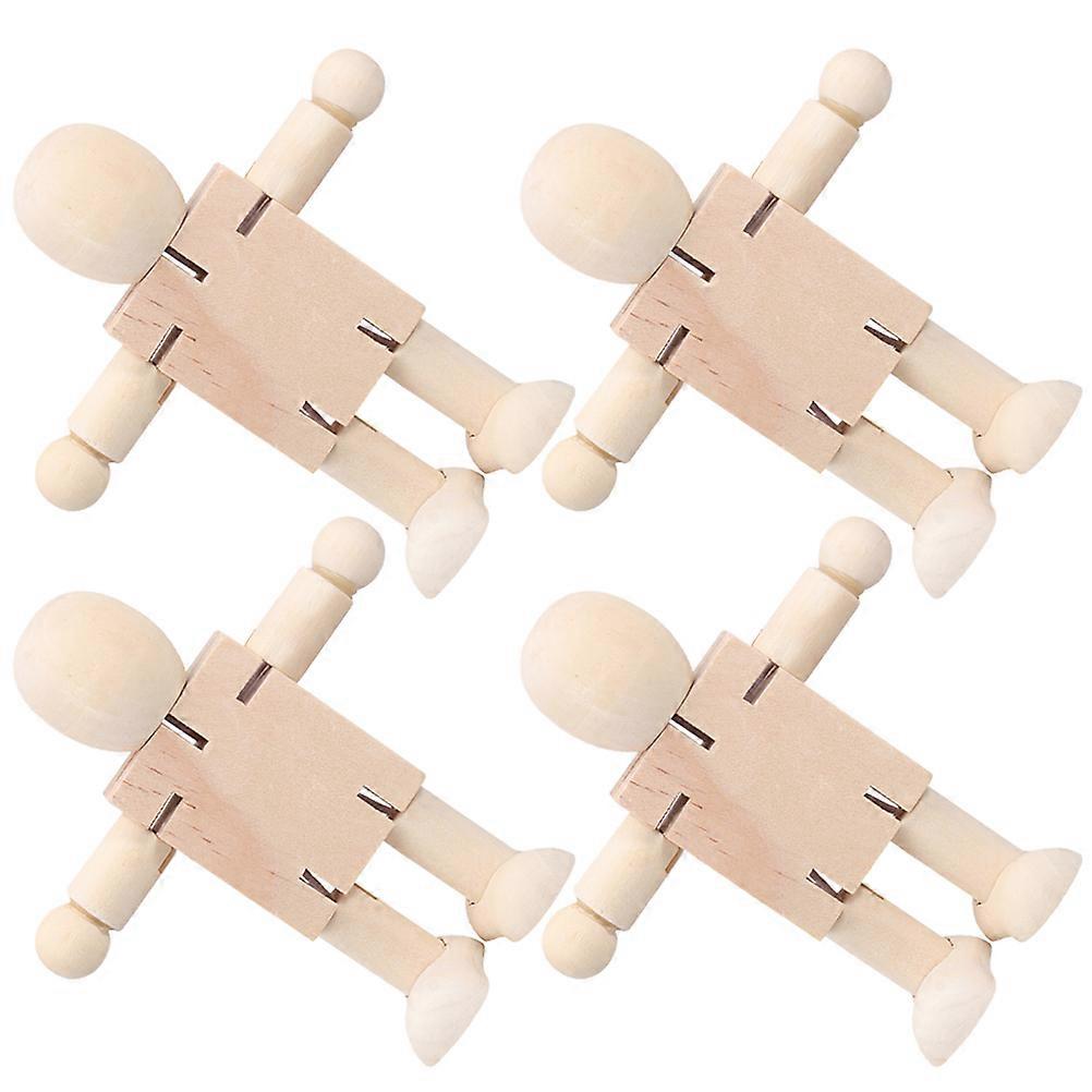 Wooden Robot DIY Function for 4Pcs Unfinished Robot Puppet Decoration