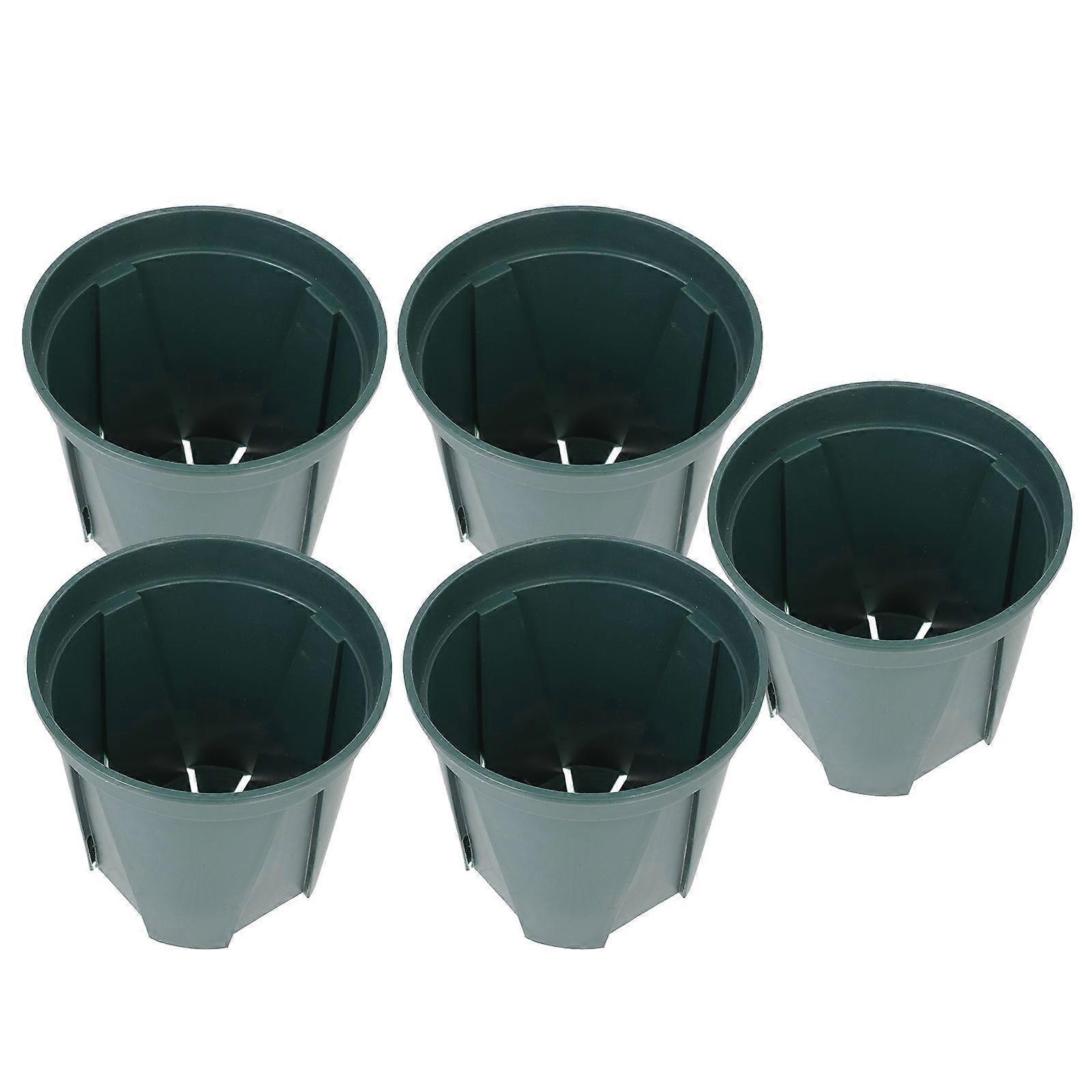 Gardening Pots Root Control Flower Planter Plastic Round Permeability 15.5X18cm 5Pcs