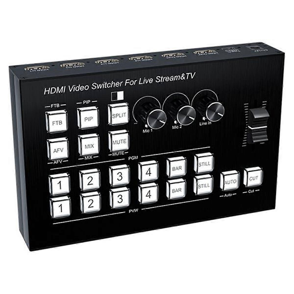 -Compatible Video Mixer Switcher Live Streaming 4-Channel 4 Way Multi-View -Compatible Video Switch