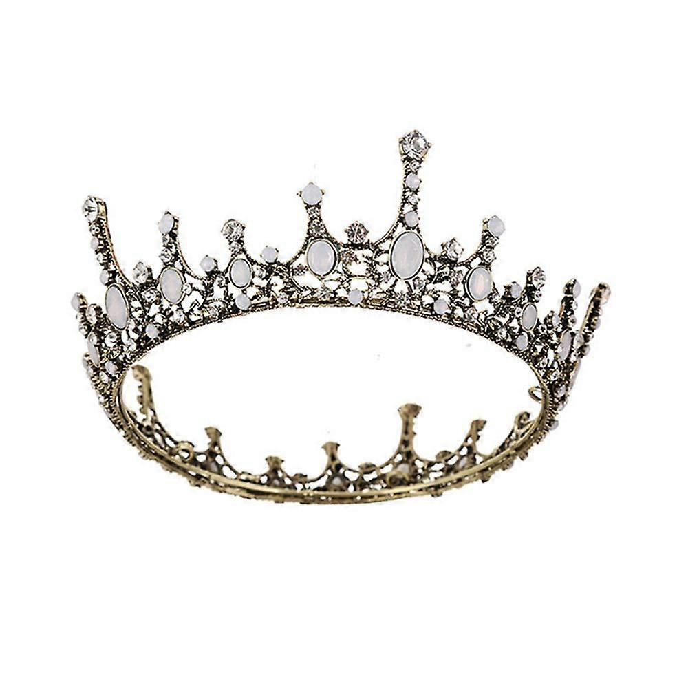 Crystal Tiara Wedding Crown with Secure Side Combs Flexible Rhinestone Headpiece Bronze