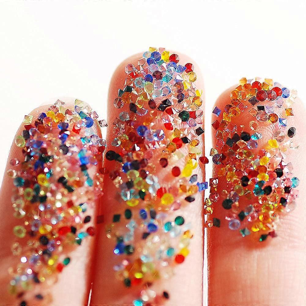 Nail Art Crystals 1.1mm Glass Micro Pixie Rhinestones Bulk 14400pcs MultiColor Sparkle Mix