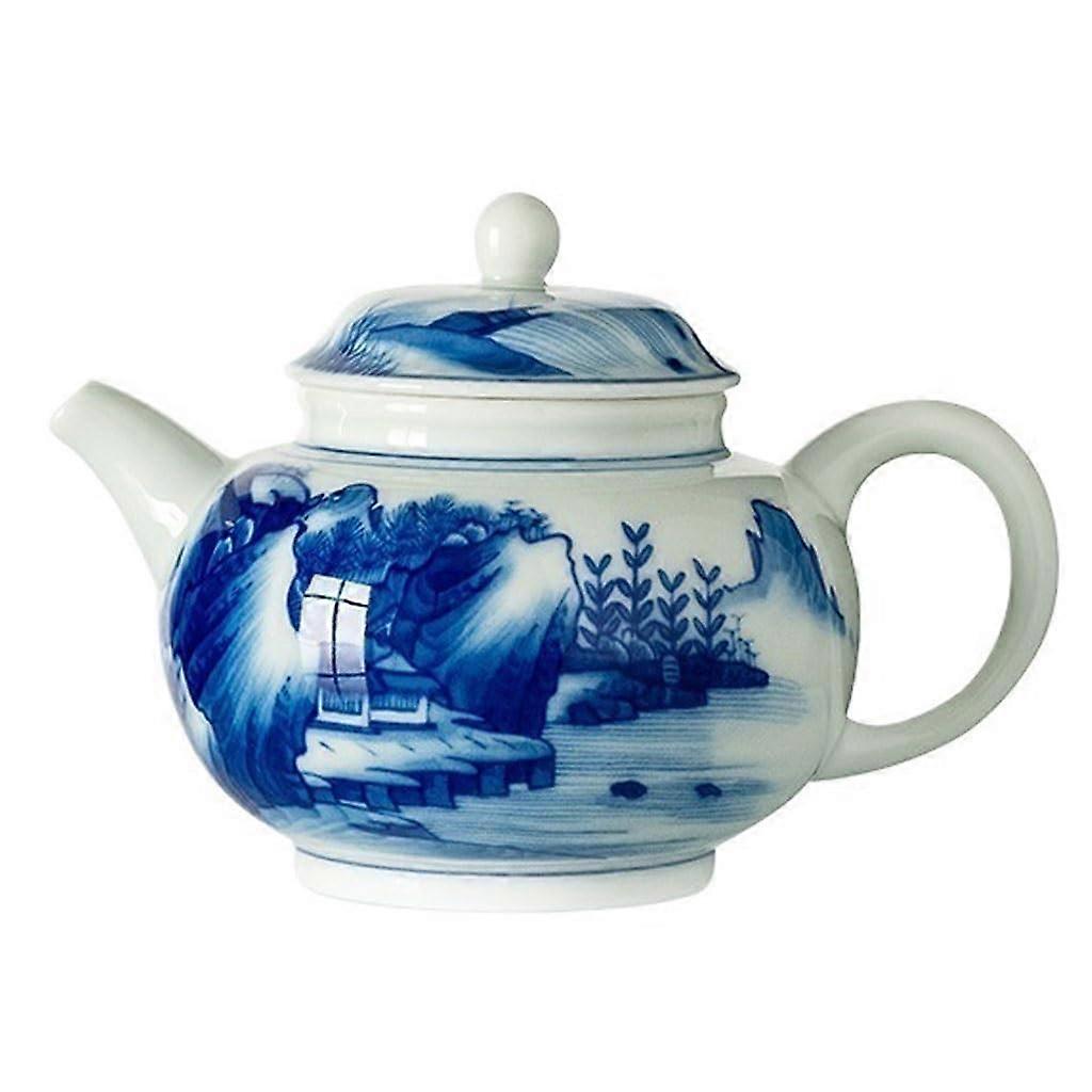Ceramic Teapot Kung Fu Tea Set with Filter, HandPainted Design, NoDrip Spout, Ergonomic Handle