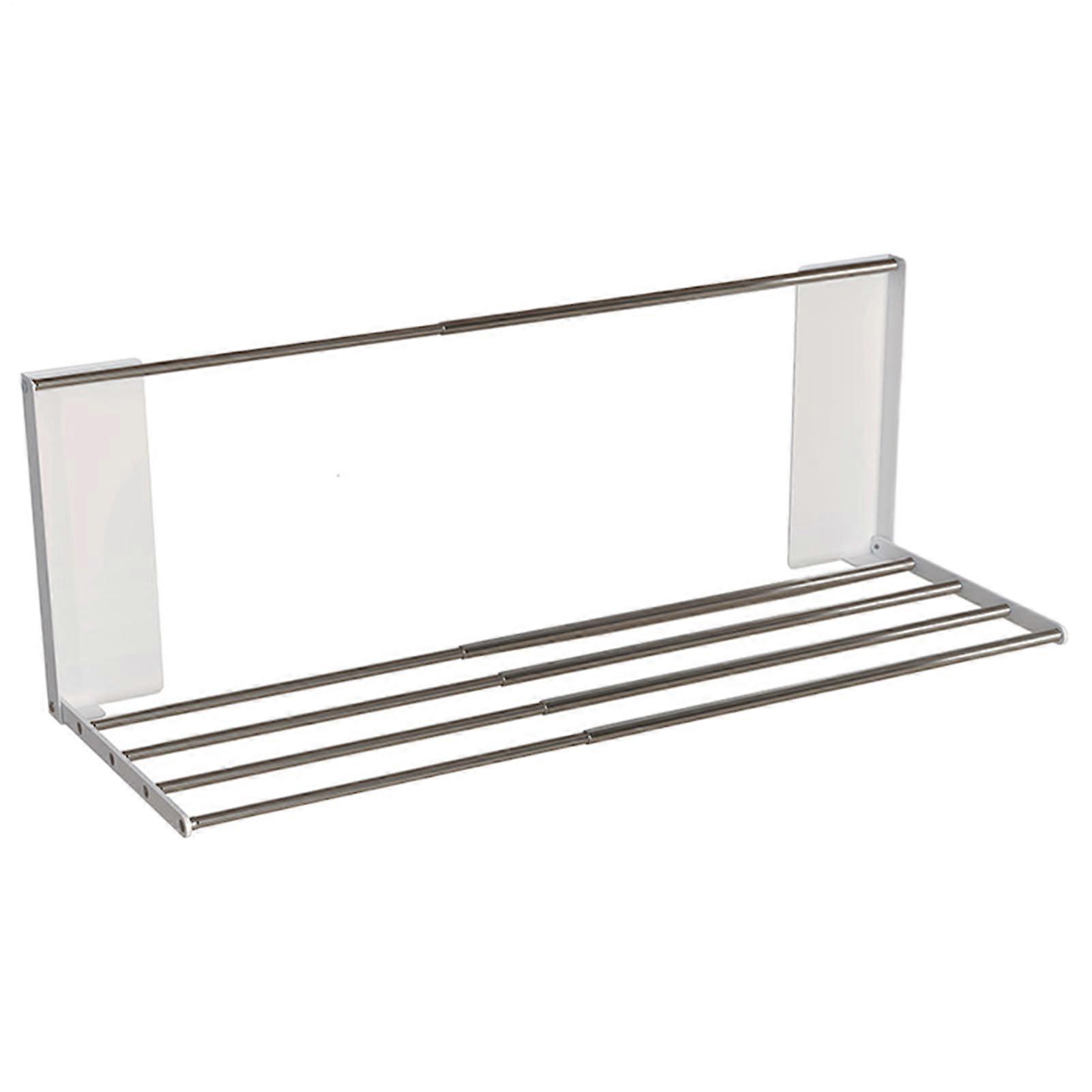 Magnetic Laundry Shelf with Foldable Clothes Drying Rack, Telescopic Dual Layer Storage for Washer or Fridge