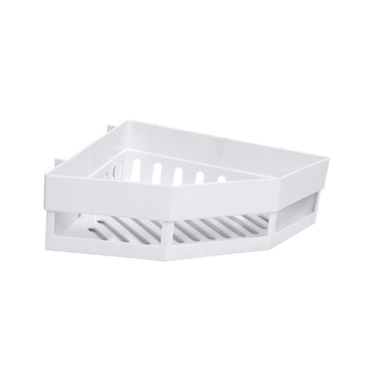 Bathroom Corner Shelf No Drill Wall Mounted Triangle Rack Hollow Design Space Saving Organizer
