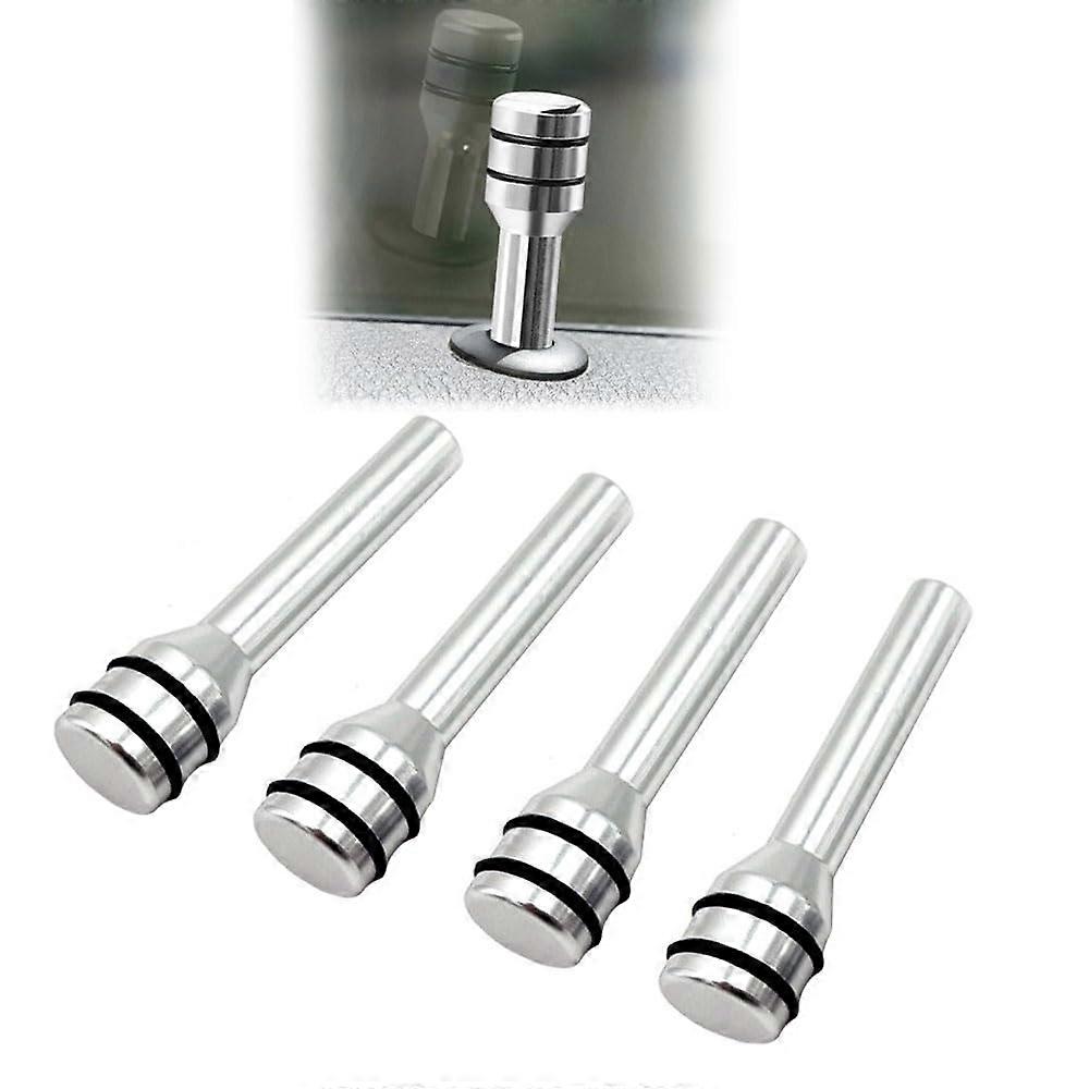 4 Pcs Universal Car Door Lock Pin Covers Silver Aluminum Alloy Knobs with Visual Lock Indicator